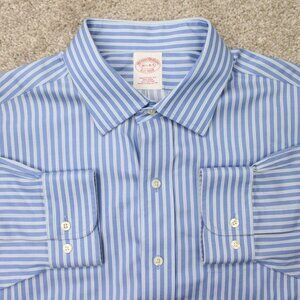 Brooks Brothers Shirt Mens 16 1/2, 4/5 Blue Non-Iron Traditional Fit Cotton L/S